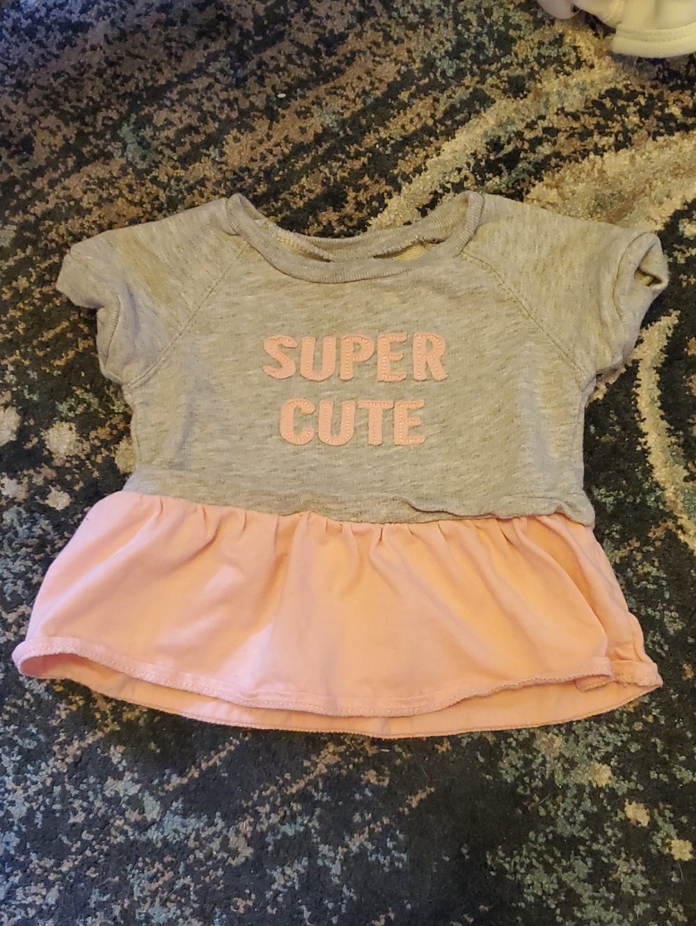 Carter's Gray & Pink Short Sleeve Peplum Tee - "SUPER CUTE"